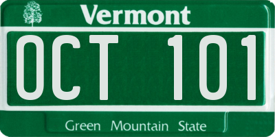 VT license plate OCT101