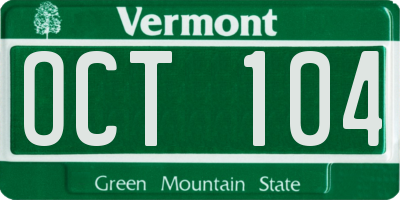 VT license plate OCT104