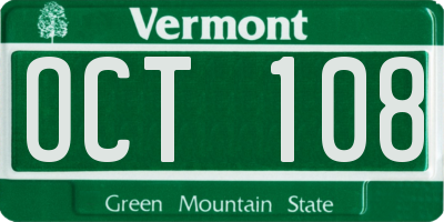 VT license plate OCT108