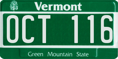 VT license plate OCT116
