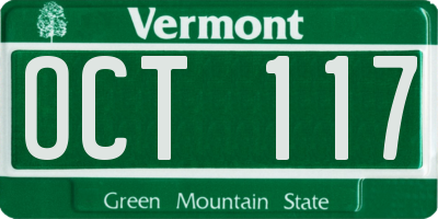 VT license plate OCT117