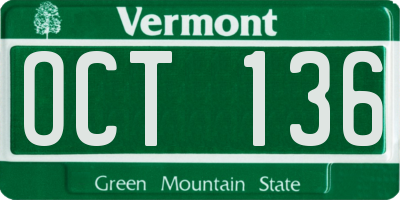 VT license plate OCT136