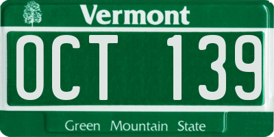 VT license plate OCT139