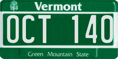 VT license plate OCT140