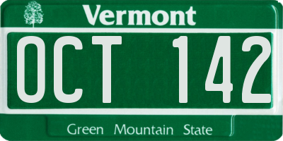 VT license plate OCT142