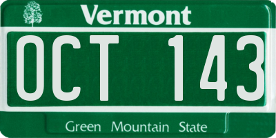 VT license plate OCT143