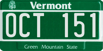 VT license plate OCT151