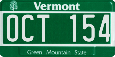 VT license plate OCT154