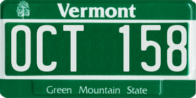 VT license plate OCT158
