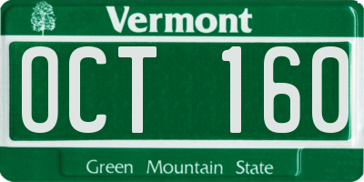 VT license plate OCT160