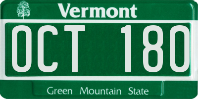 VT license plate OCT180