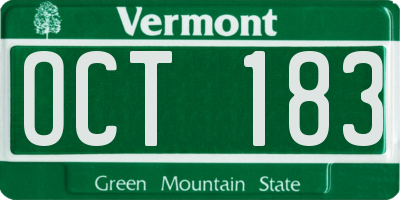 VT license plate OCT183