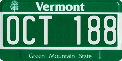 VT license plate OCT188