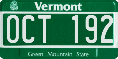 VT license plate OCT192