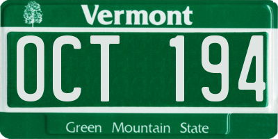 VT license plate OCT194