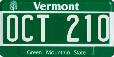 VT license plate OCT210
