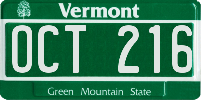 VT license plate OCT216