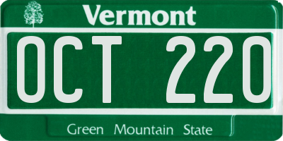 VT license plate OCT220