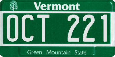 VT license plate OCT221
