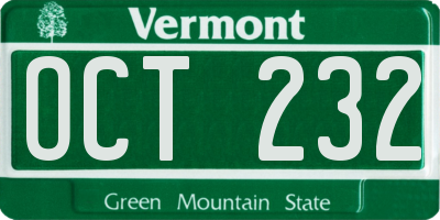 VT license plate OCT232