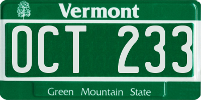 VT license plate OCT233