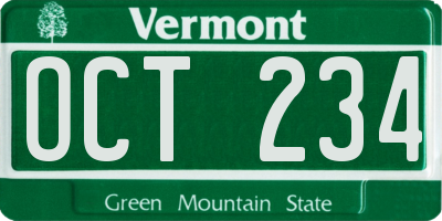 VT license plate OCT234