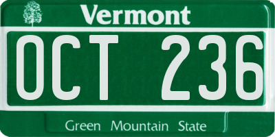 VT license plate OCT236