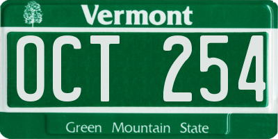 VT license plate OCT254