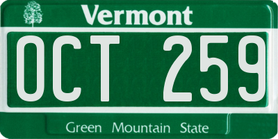 VT license plate OCT259