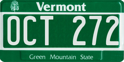 VT license plate OCT272