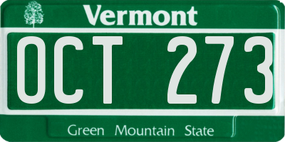 VT license plate OCT273