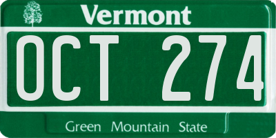 VT license plate OCT274
