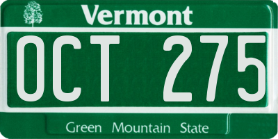 VT license plate OCT275
