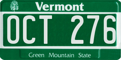 VT license plate OCT276