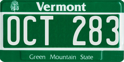 VT license plate OCT283