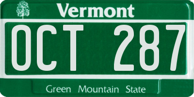 VT license plate OCT287