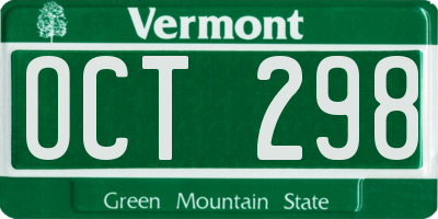 VT license plate OCT298