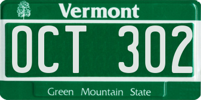 VT license plate OCT302
