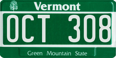 VT license plate OCT308
