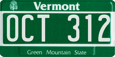 VT license plate OCT312