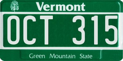 VT license plate OCT315