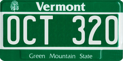 VT license plate OCT320