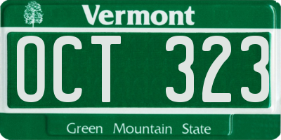 VT license plate OCT323