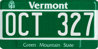 VT license plate OCT327