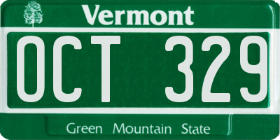 VT license plate OCT329