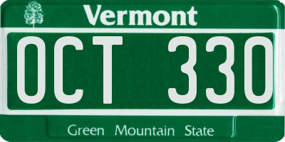 VT license plate OCT330