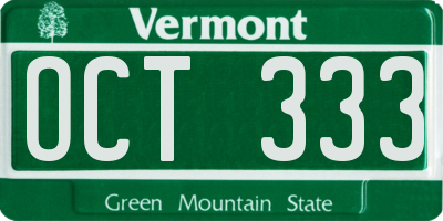 VT license plate OCT333