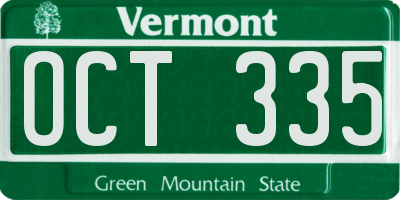 VT license plate OCT335