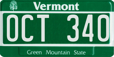 VT license plate OCT340
