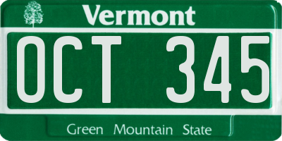VT license plate OCT345